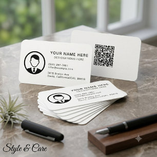Editable Photo & QR Code Professional Business Card
