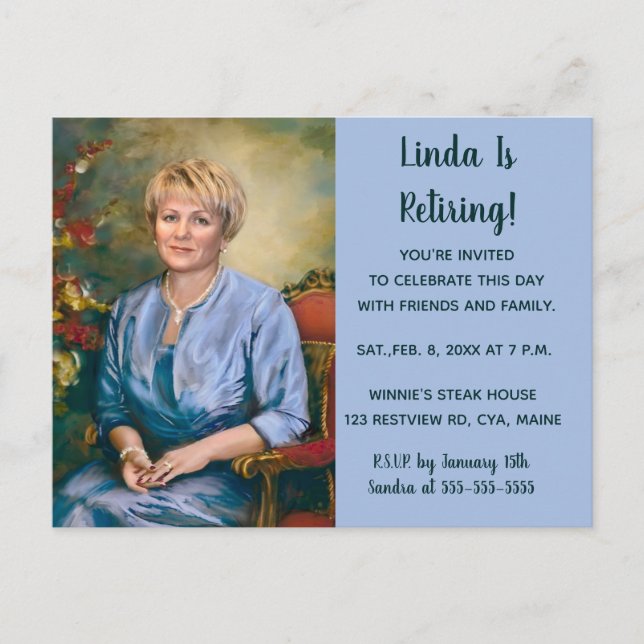 Editable Photo Retirement Party Invitation Postcard (Front)