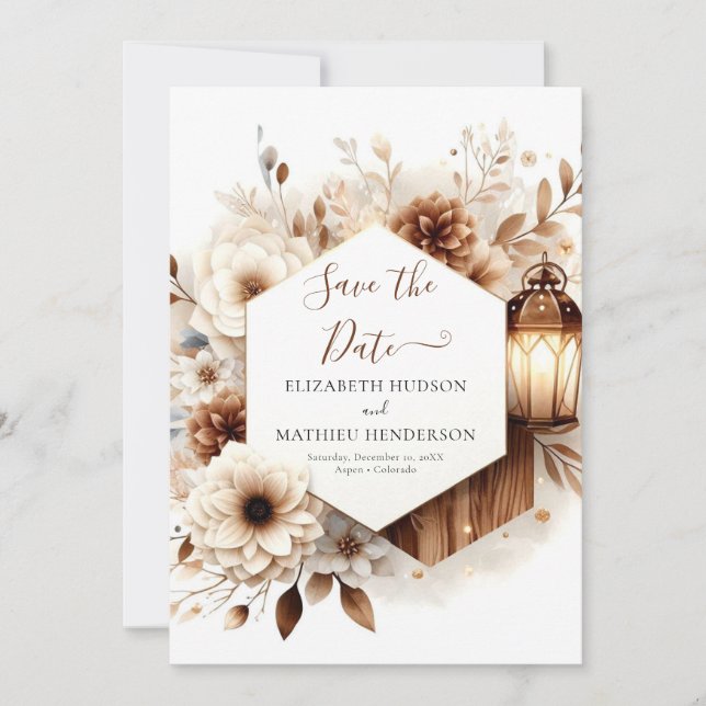 Editable Photo Rustic Wedding Save The Date (Front)