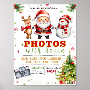 Editable photo with santa fundraiser flyer poster