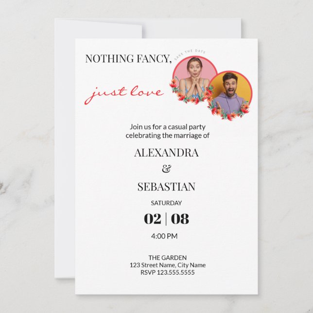 Editable Photos Wedding Reception Invitation (Front)