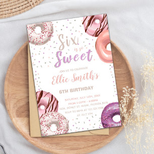 Editable Pink 6th Birthday Party Invite