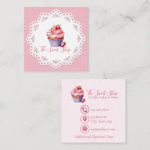 Editable Pink Bakery Business Card   2.5" Square