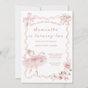 Editable Pink Ballerina Birthday Invitation