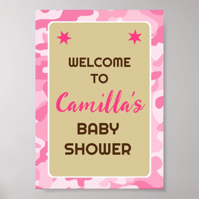 Editable Pink Camo Party Welcome Sign (Front)