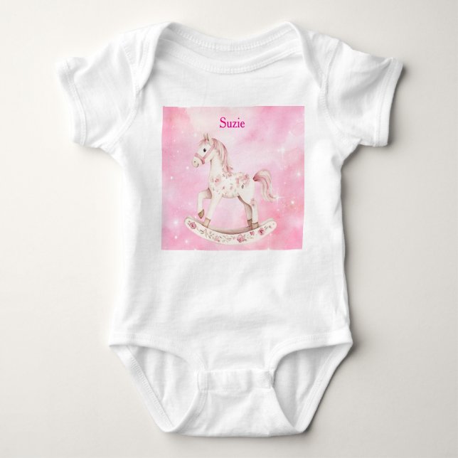 Editable Pink Chinoiserie Baby Bodysuit (Front)