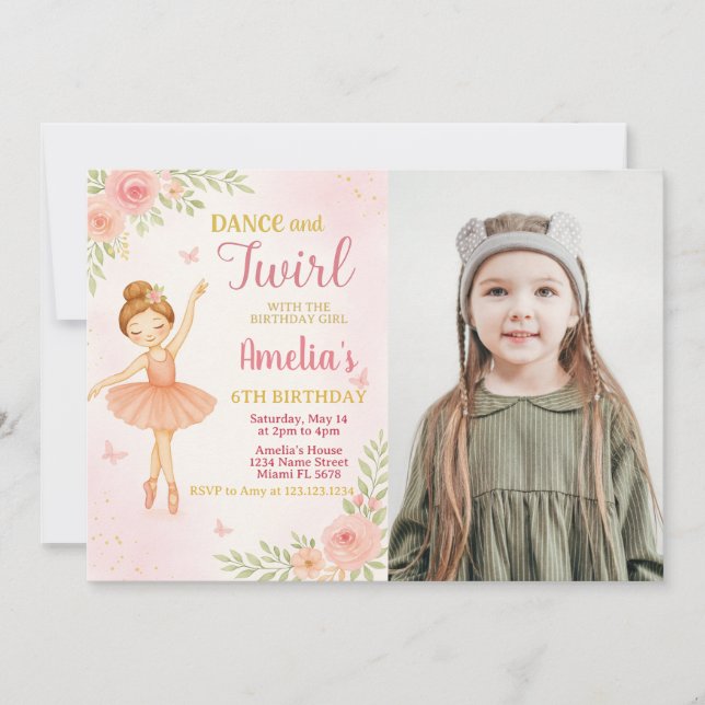 Editable Pink Dance Party Template for Girls (Front)