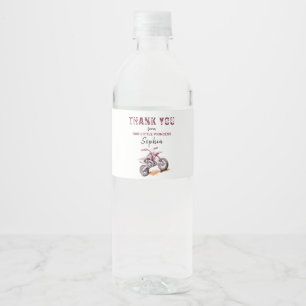 Editable Pink Dirt Bike Birthday  Water Bottle Label