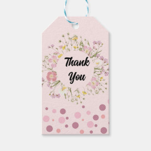 Editable Pink Flora Ribbon Thank You Gift Tags