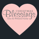 Editable Pink Heart Christmas Blessings Stickers<br><div class="desc">Soft blush pink Christmas Blessings heart envelope seals or stickers. The heart shape makes it even sweeter. Use them on Christmas cards, invitations or gifts. They are compatible with my Christmas Blessings collection that you should be able to see on this page, If you can't, please email me for the...</div>