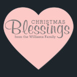 Editable Pink Heart Christmas Blessings Stickers<br><div class="desc">Soft blush pink Christmas Blessings heart envelope seals or stickers. The heart shape makes it even sweeter. Use them on Christmas cards, invitations or gifts. They are compatible with my Christmas Blessings collection that you should be able to see on this page, If you can't, please email me for the...</div>