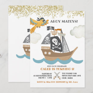 Editable Pirate Boy Birthday Invitation