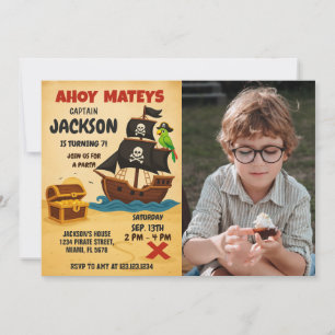 Editable Pirate Treasure Map Birthday Invitation