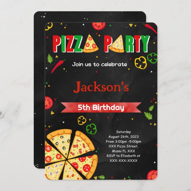 Editable Pizza invitation (Front/Back)