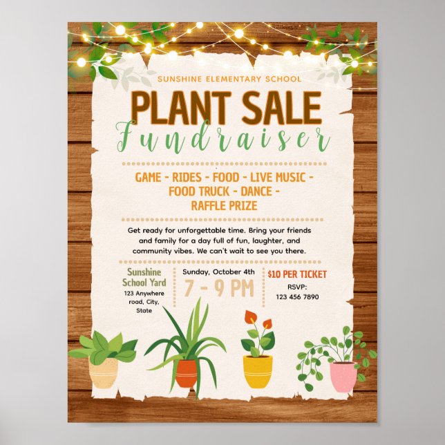 Editable plant sale fundraiser flyer poster (Front)