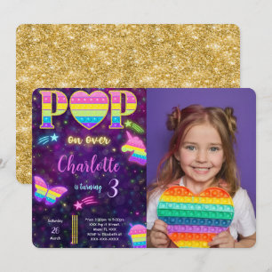 Editable Pop it Birthday Photo Invitation