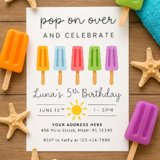 Editable Popsicle Birthday Invitation Summer Birth