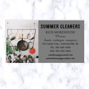 Editable Pots and Pans Summer Cleaners Business Card