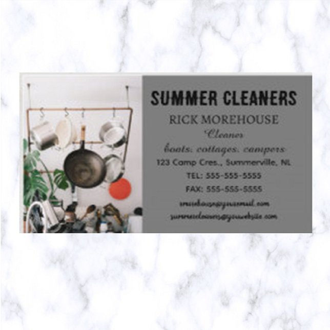 Editable Pots and Pans Summer Cleaners Business Card (Creator Uploaded)