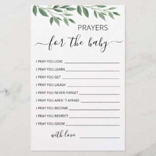 Editable Prayers for Baby Shower Party card