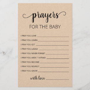 Editable Prayers for Baby Shower Party card