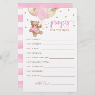 Editable Prayers for Baby Shower Teddy Bear