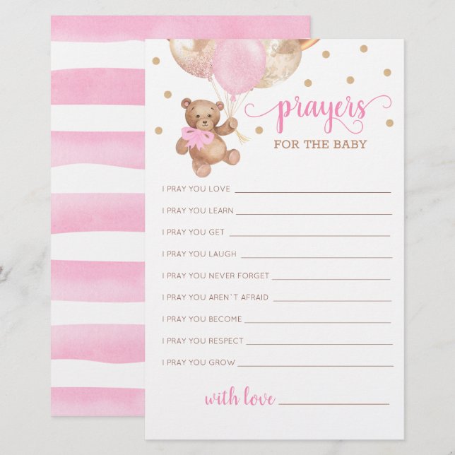 Editable Prayers for Baby Shower Teddy Bear (Front/Back)