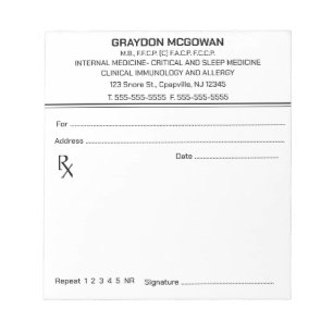 Editable Prescription Notepad