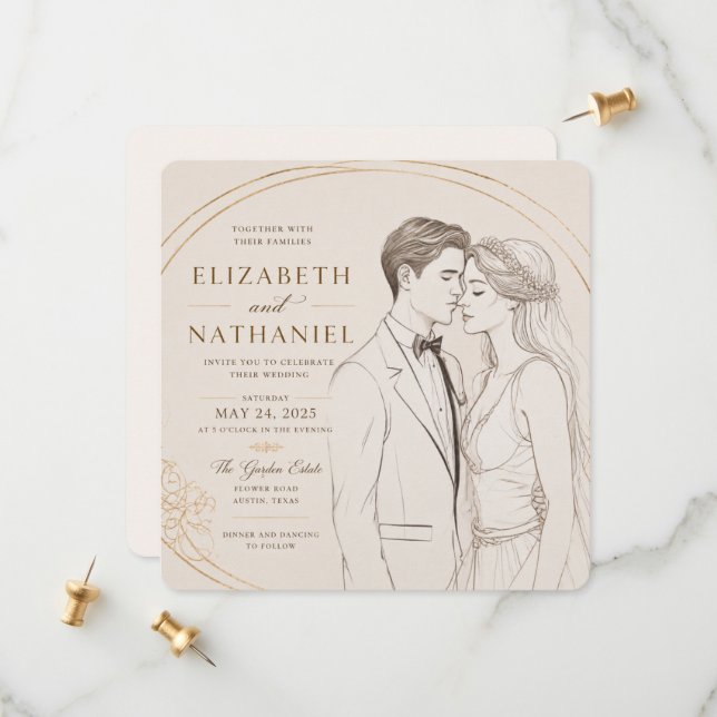 Editable Printable Wedding Card (Front/Back In Situ)