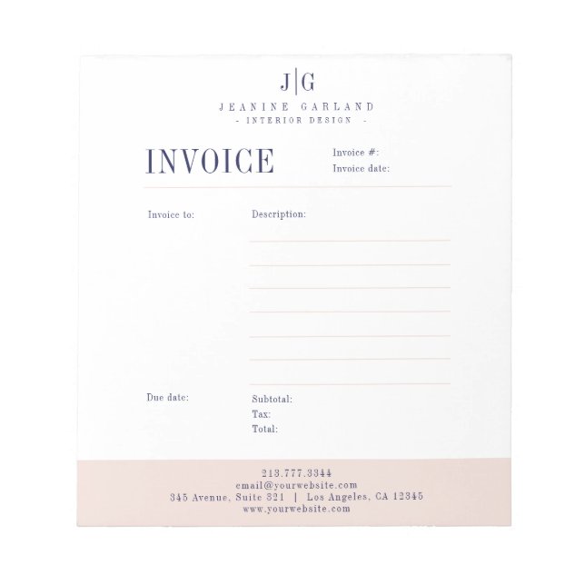  Editable Professional Invoice Business Order Form Notepad (Front)
