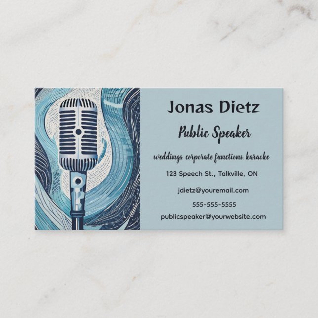 Editable Public Speaker Business Card (Front)