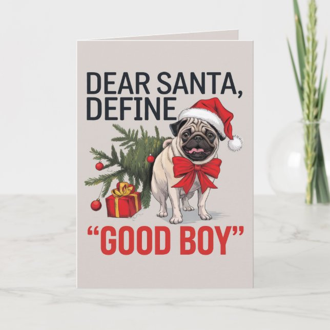 EDITABLE Pug Funny Dog Christmas Card (Front)