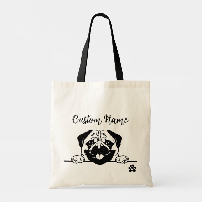 Editable Pug Tote Bag | Custom Pet Name (Back)