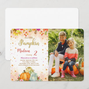 Editable Pumpkin Birthday Photo Invitation