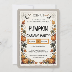 Editable Pumpkin Carving Party Halloween CUSTOM Invitation