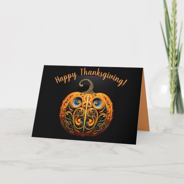 Editable Pumpkin Happy Thanksgiving Card (Front)