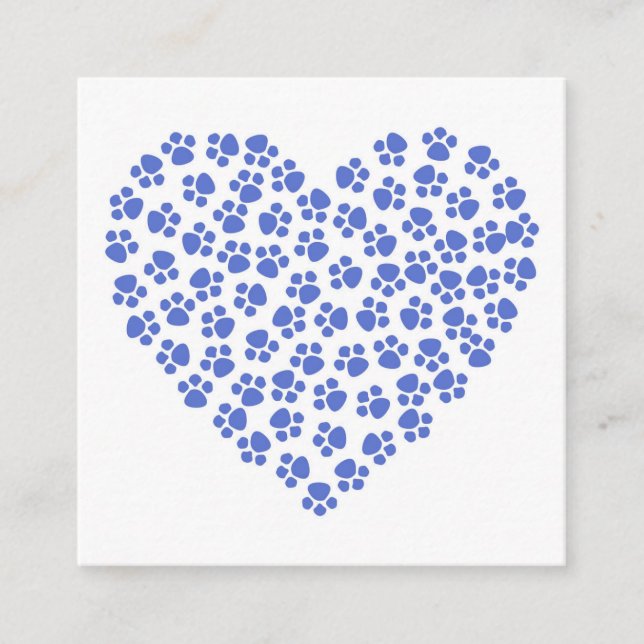 Editable Puppy Love Paw Prints Square Business Card (Front)