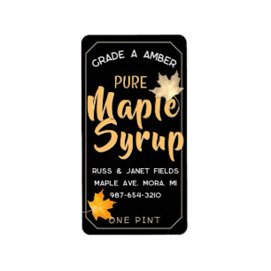 editable PURE MAPLE SYRUP jug label with leaves