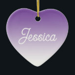 (Editable) Purple Color Ombre & Your Text Ceramic Tree Decoration<br><div class="desc">Any name or word in a retro-modern calligraphy.</div>