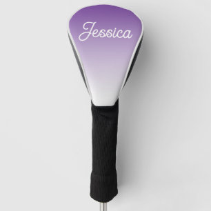 (Editable) Purple Colour Ombre & Your Text Golf Head Cover