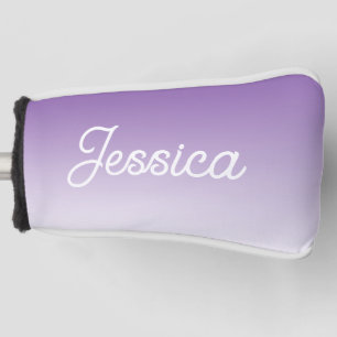 (Editable) Purple Colour Ombre & Your Text Golf Head Cover