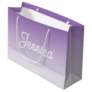 (Editable) Purple Colour Ombre & Your Text Large Gift Bag
