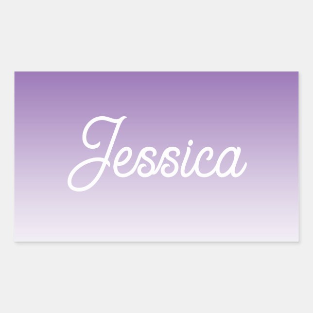 (Editable) Purple Colour Ombre & Your Text Rectangular Sticker (Front)
