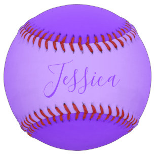 Editable Purple Violet Ombre & Text Script  Softball