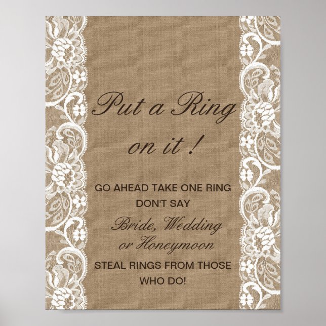 Editable Put a Ring on it Bridal Shower Game Poste Poster (Front)