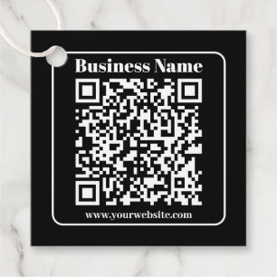 Editable QR code Black & White Retro Modern Style Favour Tags