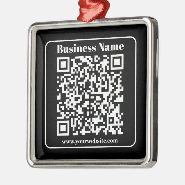 Editable QR code Black & White Retro Modern Style Metal Tree Decoration (Left)