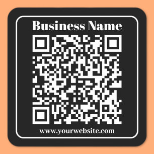 Editable QR code Black & White Retro Modern Style Square Sticker