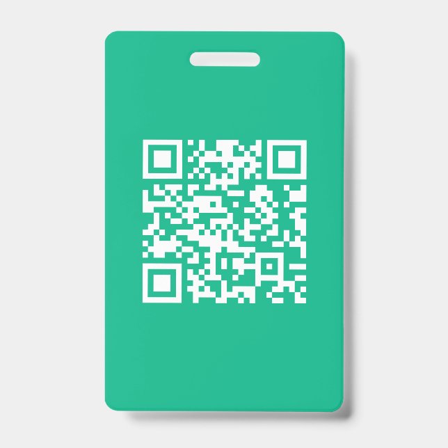 Editable QR Code Generate Your Own |  Teal Green  ID Badge (Front)