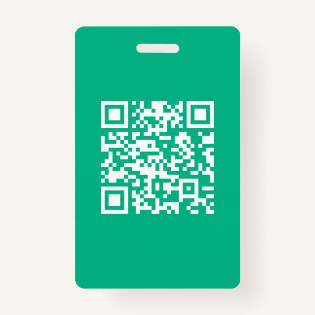Editable QR Code Generate Your Own |  Teal Green  ID Badge (Front)